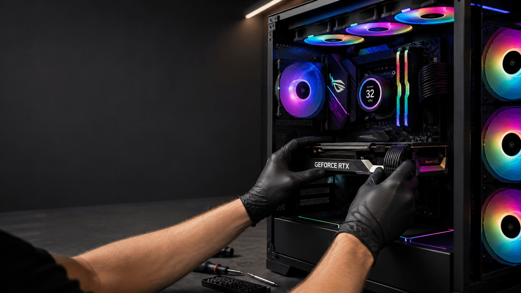Technician repairing a PC