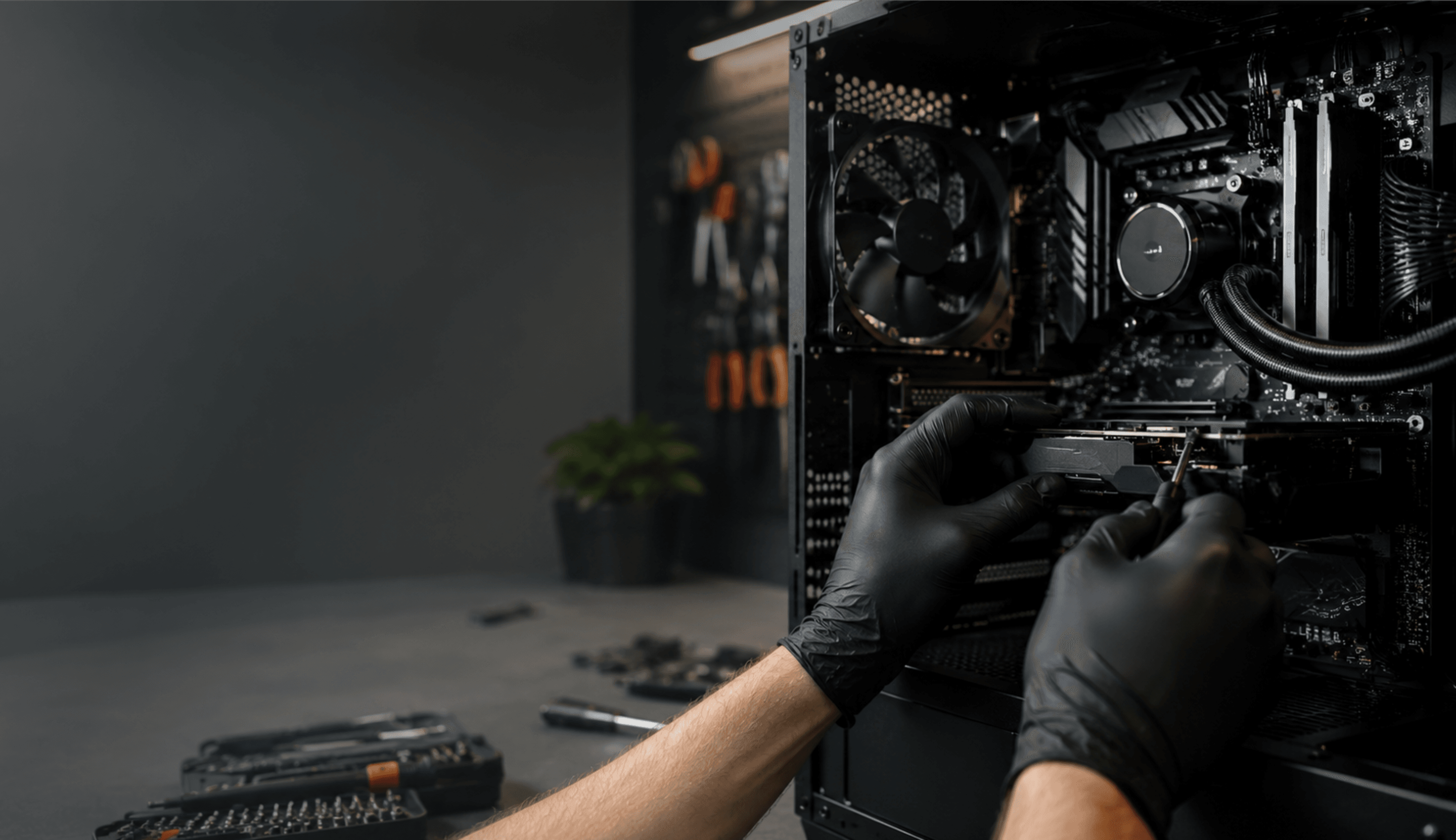 Technician repairing a PC